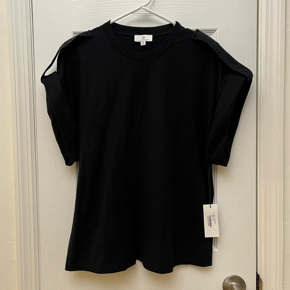 AG Jeans Black Khloe Epaulet T-Shirt Size Medium - Picture 2 of 6